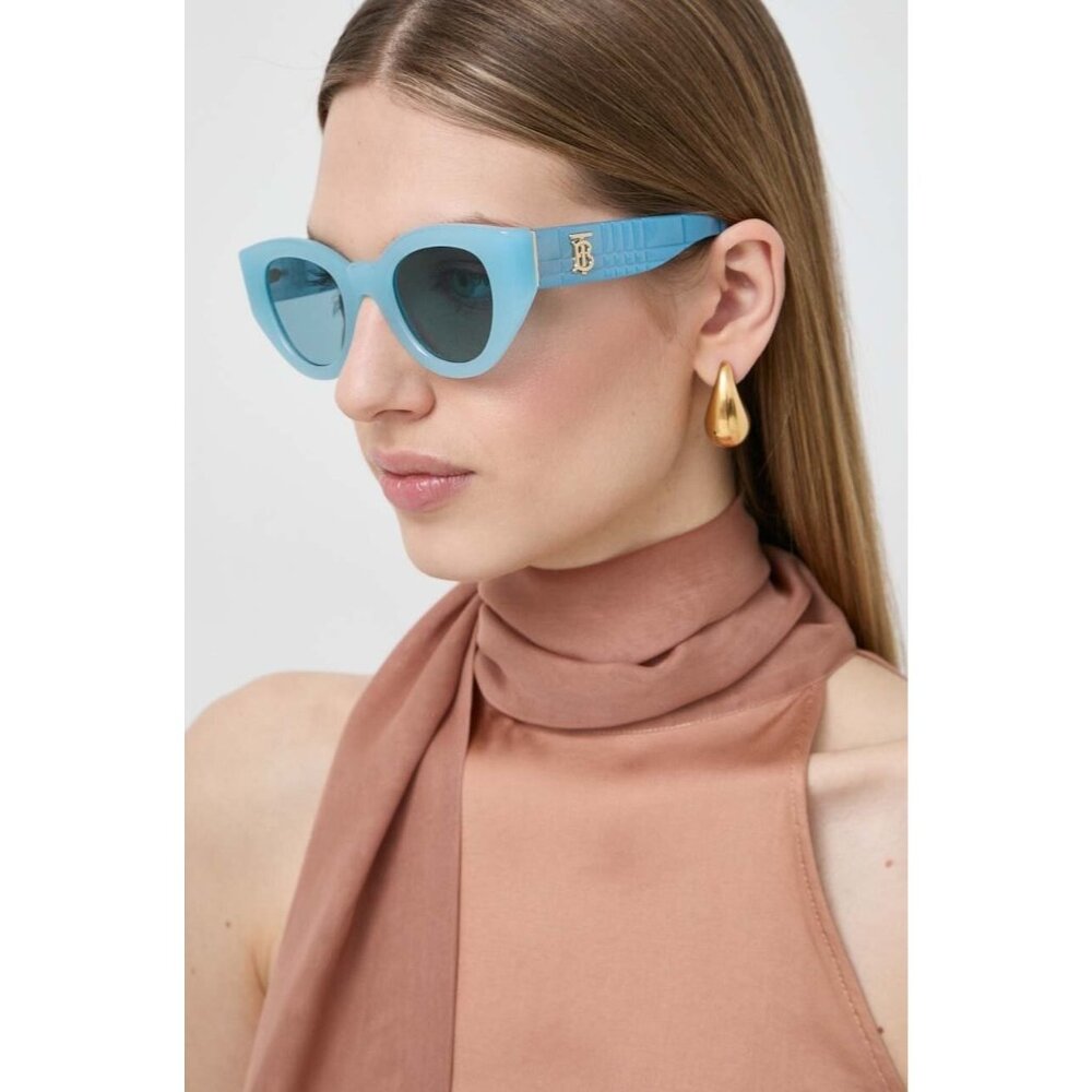 BURBERRY B 4390-F blue round statement sunglasses NEW - Picture 2 of 10